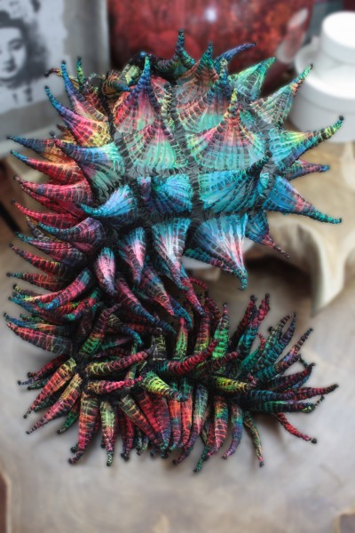 Seidentuch Shibori mit großen Wellenspitzen