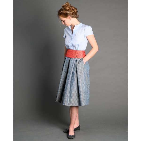 Kleid GRETA hellblau/gemustert